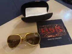 ELVIS 変装リーゼントウィッグ ゴールド サングラス ケース付き プレスリー