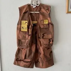 ミリタリー　セット　ベスト&ショートパンツ　迷彩柄 130
