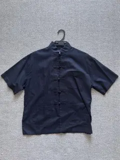 【美品】WEWILL チャイナ半袖シャツ　ネイビー　サイズ1