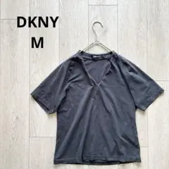 ダナキャランニューヨーク ダークグレー Vネック Tシャツ M