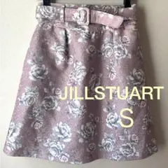 美品❤️ジルスチュアート膝丈　Ｓ　ミニ　花柄　くすみピンク　ベルト付き