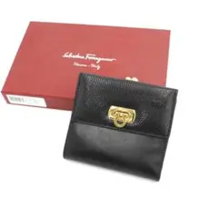 ✨未使用展示品✨ Ferragamo ミニ財布 ガマ口 ガンチーニ リザード