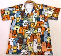 カラフル犬大集合！アロハシャツ 半袖シャツ メンズ Lサイズ 新品！コーギーパグ