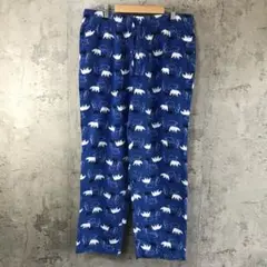 az284古着　柄パンツ　パジャマパンツ　青　90s Y2K