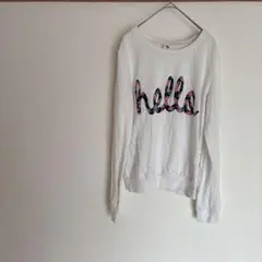 シンプル薄手のホワイト スウェット hellla【Ⅿサイズ】