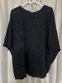 新品　ナイスクラップ　オリーブデオリーブ　黒　刺繍　鍵編み　オーバー　ブラウス