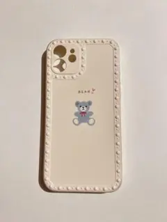iPhone12用ソフトケース クマのイラスト付き