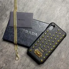 【極美品】PRADA ケース iPhone スタッズ XS X 人気 ロゴ 高級