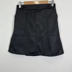 ラダリスタ 膝上 スカート 合皮 ブラック Mサイズ ウエストゴム