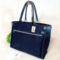 美品✨ポーターガール　ネイキッド　トートバッグ　ネイビー　キャンバス　大容量