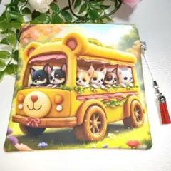 犬とクマのイラスト ポーチ