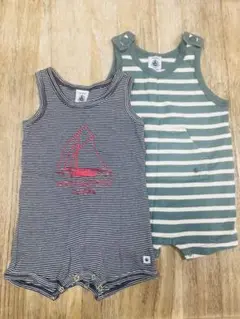 PETIT BATEAU ロンパース　ストライプ　袖なし　6m67cm 2枚