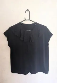 【ドレスキップ】ブラック レースフリル シャツ