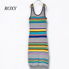美品❤完売品【ロキシー】カラフルボーダーノースリーブニットワンピース タイト