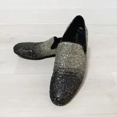 【美品】JIMMY CHOO ジミーチュウ グリッタースリッポン 希少ゴールド