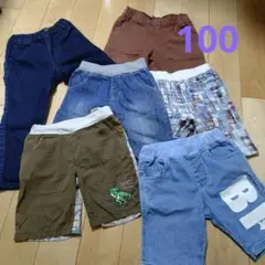 ボトムス5枚セット 100cm 恐竜柄 チェック柄　デニム