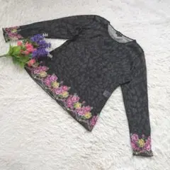 Lake Alster レイクアルスター【花柄】【総柄】ブラック長袖　M〜L