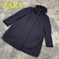 ZARA ザラ スタンドカラーコート カシミア ネイビー M C1646