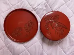 堆朱 菓子入れ お盆 セット