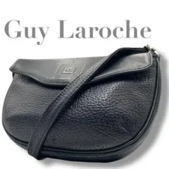 美品 Guy Laroche ショルダーバッグ レザー ブラック ロゴ