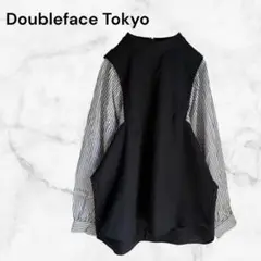 ダブルフェーストウキョウ　異素材切替　チュニック風ブラウス　Ｍ 日本製　黒