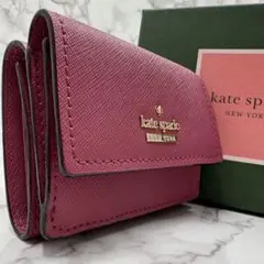 【極美品】ケイトスペード 三つ折りミニ財布 レザー レッド 金具