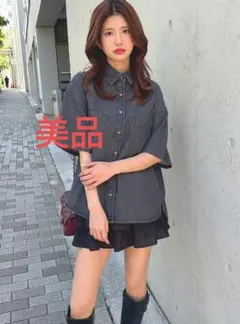 グレイル　GRL★オーバーサイズデニムシャツ【fo2158】ブラック