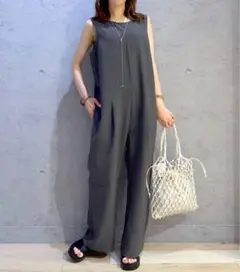 ★ ストレートコンビネゾン★チャコール★美品