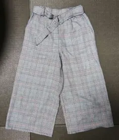 お値下げ！グレー系チェック ワイドパンツ 150cm ベルト付き