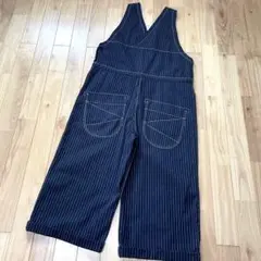 美品！コットンハウスアヤ 日本製 ヘリンボーンストライプ インディゴサロペット