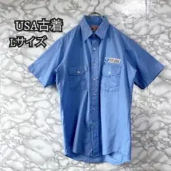 【B26】古着 半袖シャツ Lサイズ ブルー 郵便局 USA古着
