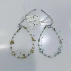 【新品•タグ付】 ビーズ アクセサリー ブレスレット 色違い 2組