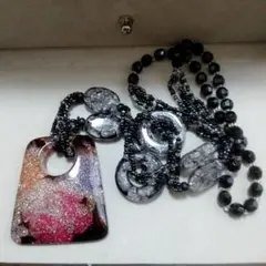ボリュームネックレスビーズアクリル樹脂ラメ
