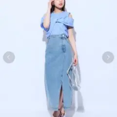 マイストラーダ　アシメデニムスカート　ライトブルー　デニムスカート