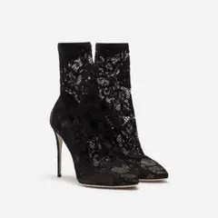 【美品】DOLCEu0026GABBANA 定価11万♡アンクルブーツ ストレッチレース