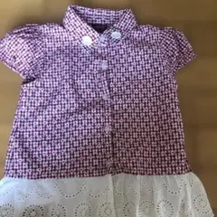 Dolly Ribbon 半袖シャツ 110 赤チェック