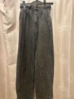 ダークグレー ハイウエストデニムパンツ