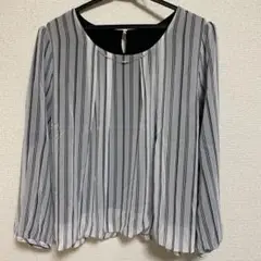 【まとめ買いセール中！】ストライプ 長袖ブラウス LLサイズ