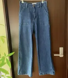 サムシング ベイカーワイドパンツ 太めストレート　ストレッチ　裏起毛　 S