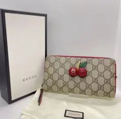 グッチ さくらんぼ チェリー 長財布 GG スプリーム ラウンドファスナー