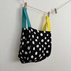 水玉模様エコバッグ 黒×白