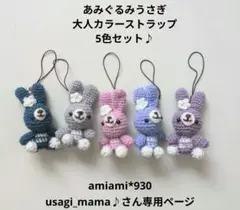 あみぐるみ大人カラーうさぎストラップセット