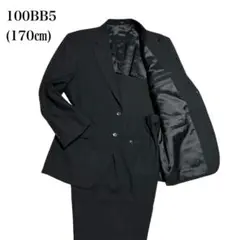 メンズスーツセットアップ　100BB5 春夏秋ブラックシャドウストライプ　M相当