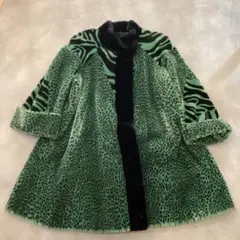 80s COUTURE CELENE フェイクファー レオパード ゼブラ コート