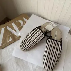 美品 ZARA 今季 メタルディテールミュールローファー - メルカリ