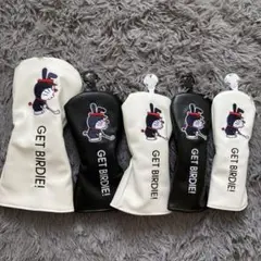 新品【5点セット】 Golf ドラえもん ゴルフクラブ ヘッドカバー 黒+白