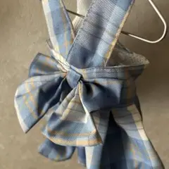 Sサイズブルー　チェック柄リボン付きハーネス