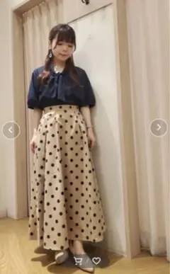 最終値下げ テチチテラス ドットフレアスカート ベージュ