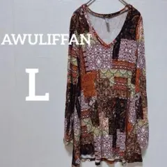 ✨️海外古着✨️AWULIFFAN【L】マルチカラーチュニック ストレッチ素材