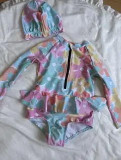 花柄 ベビー水着セット (女の子)